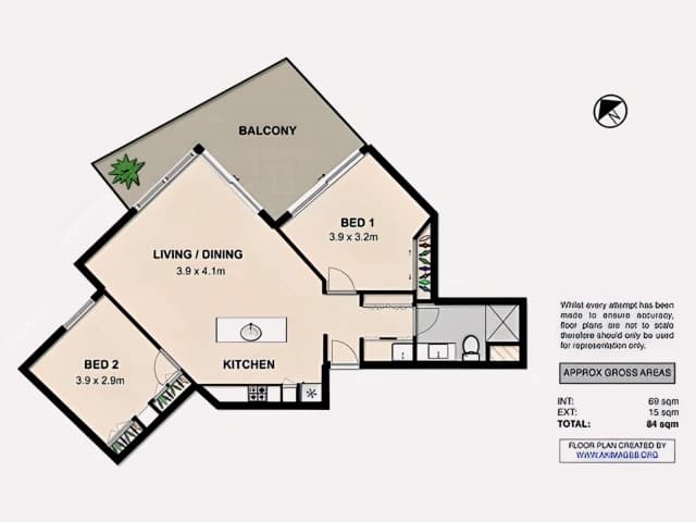 2Bedrooms, 1Bathrooms