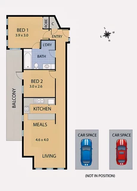 2Bedrooms, 1Bathrooms