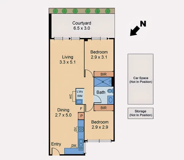2Bedrooms, 1Bathrooms