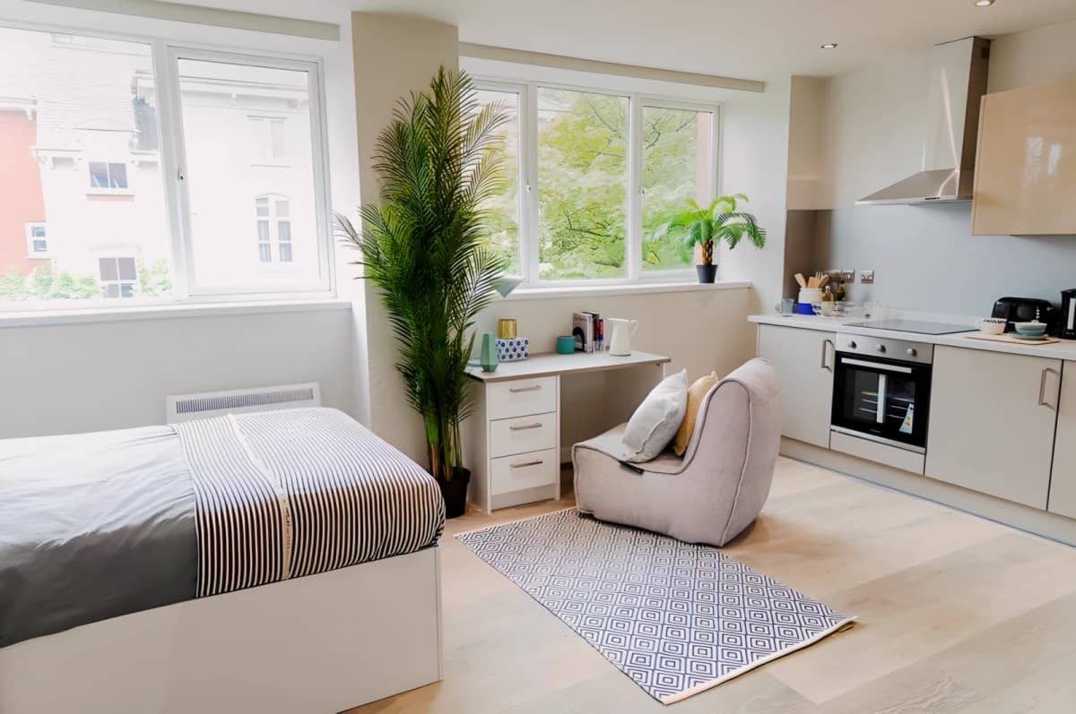 Corner view with dishwasher