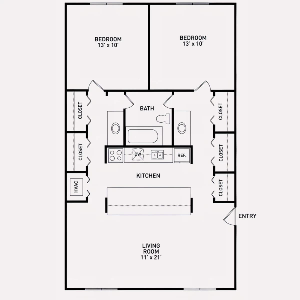 2 Bed 1 Bath for 3 People