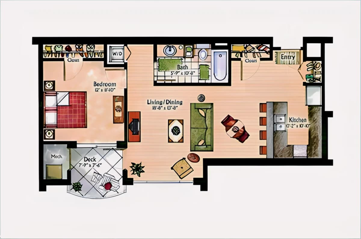 1 bed 1 bath the Midtown