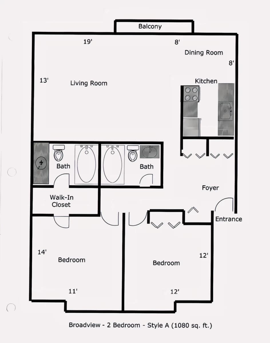 2 Bedroom 2 bathroom style a