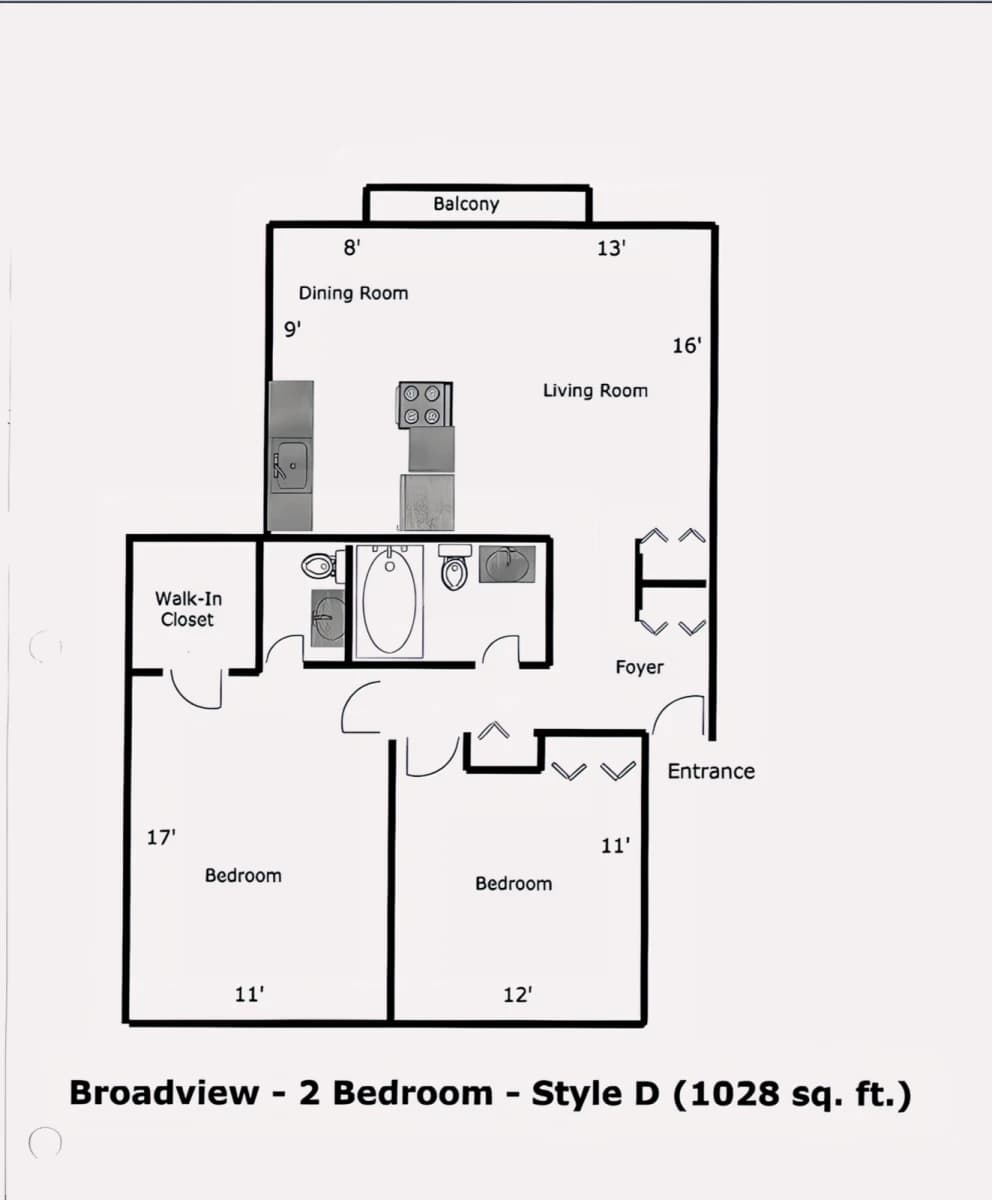 2 Bedroom 2 bathroom style d