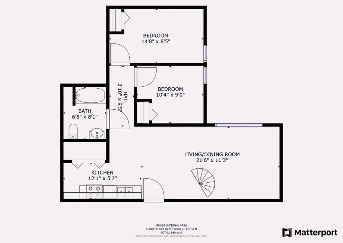 3Bedrooms, 2Bathrooms