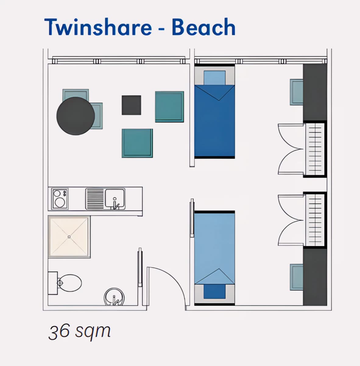One Bedroom Twin share-Beach