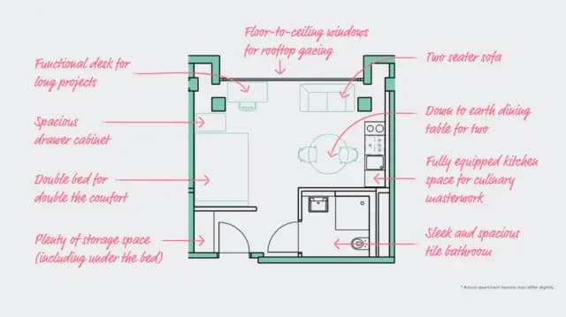 Spacious studio in a student residence in Friedrichshain