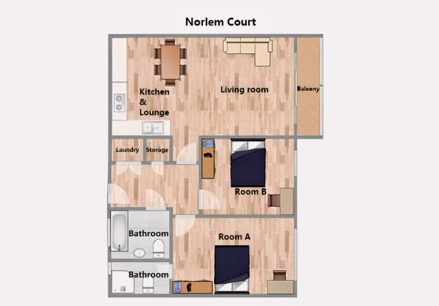 2 Bed / 2 Bath
