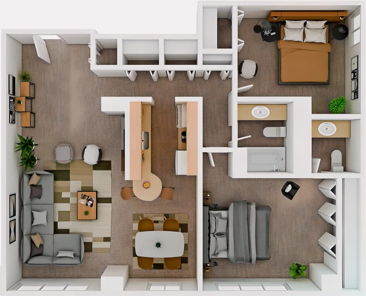 2 Bedroom (Large)