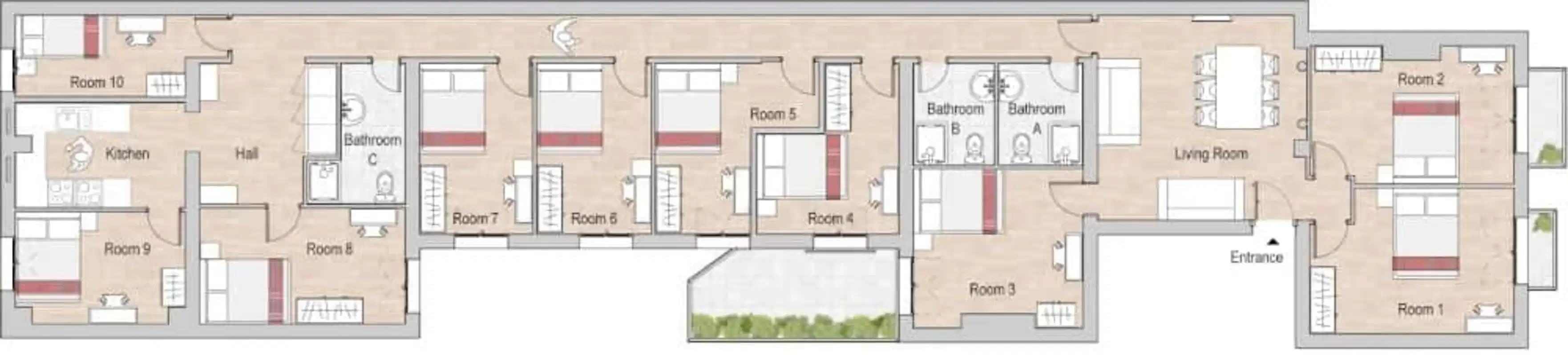 #12949: Room in 10 Bed 3 Bath (Calle De Fuencarral) - Floor Plan