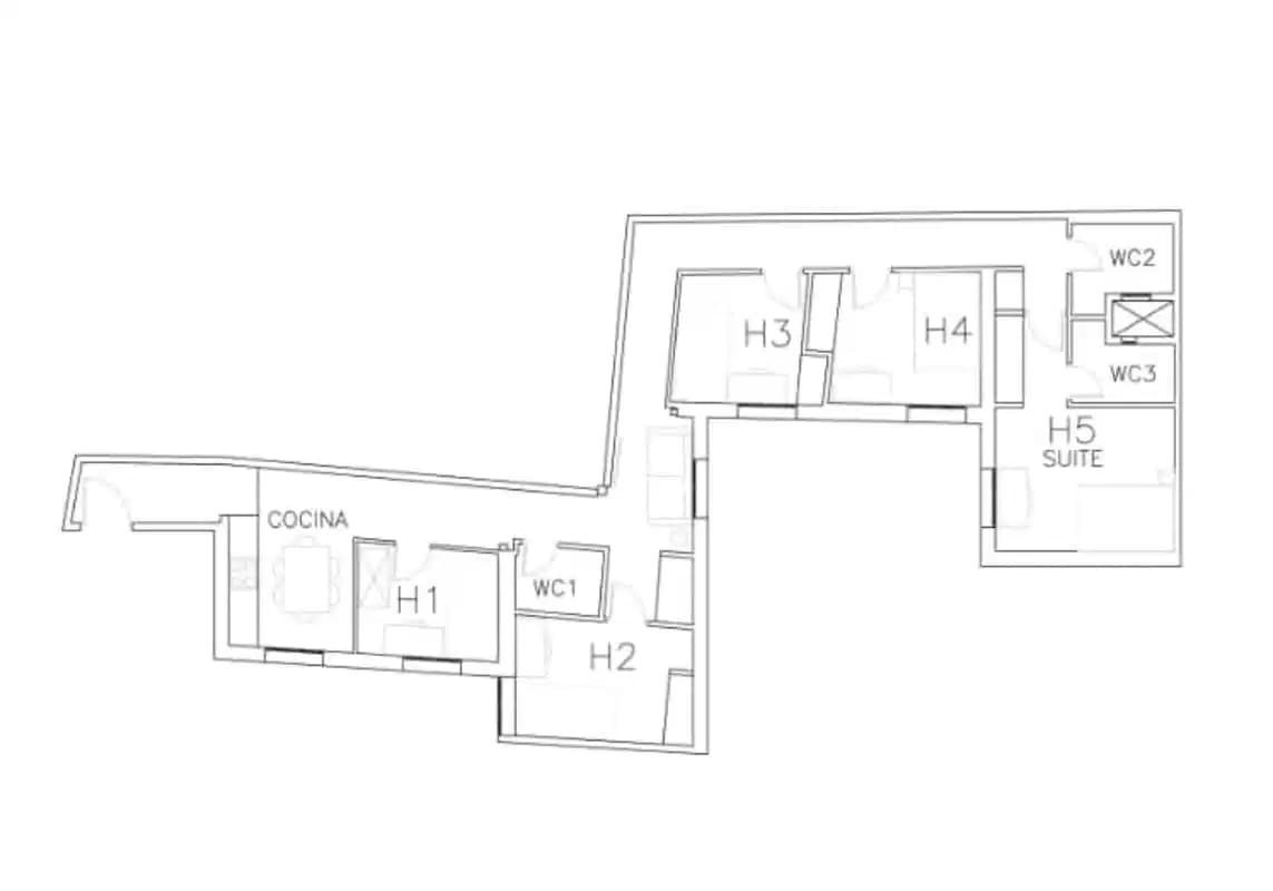 #159765: Room in a 5 Bedroom 3 Bathroom (Calle De Bordadores) - Floor Plan