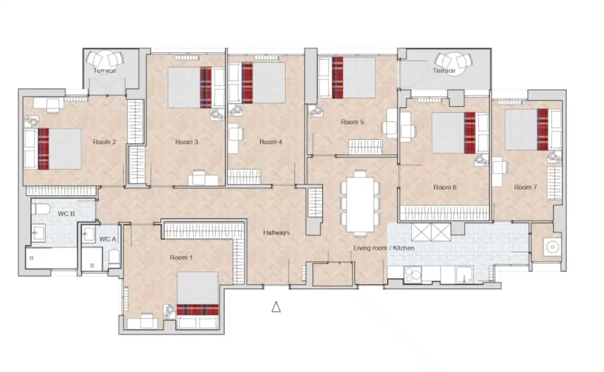 #119258: Room in 7 Bedroom 2 Bathroom (Calle De Orense) - Floor Plan