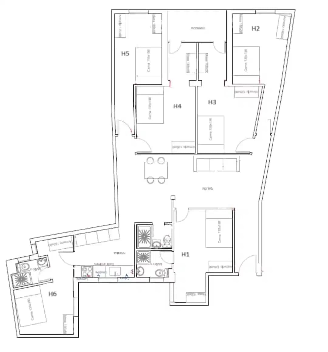 #159421: 6 Bedroom 3 Bathroom (Calle De Concepción Jerónima) - Floor Plan