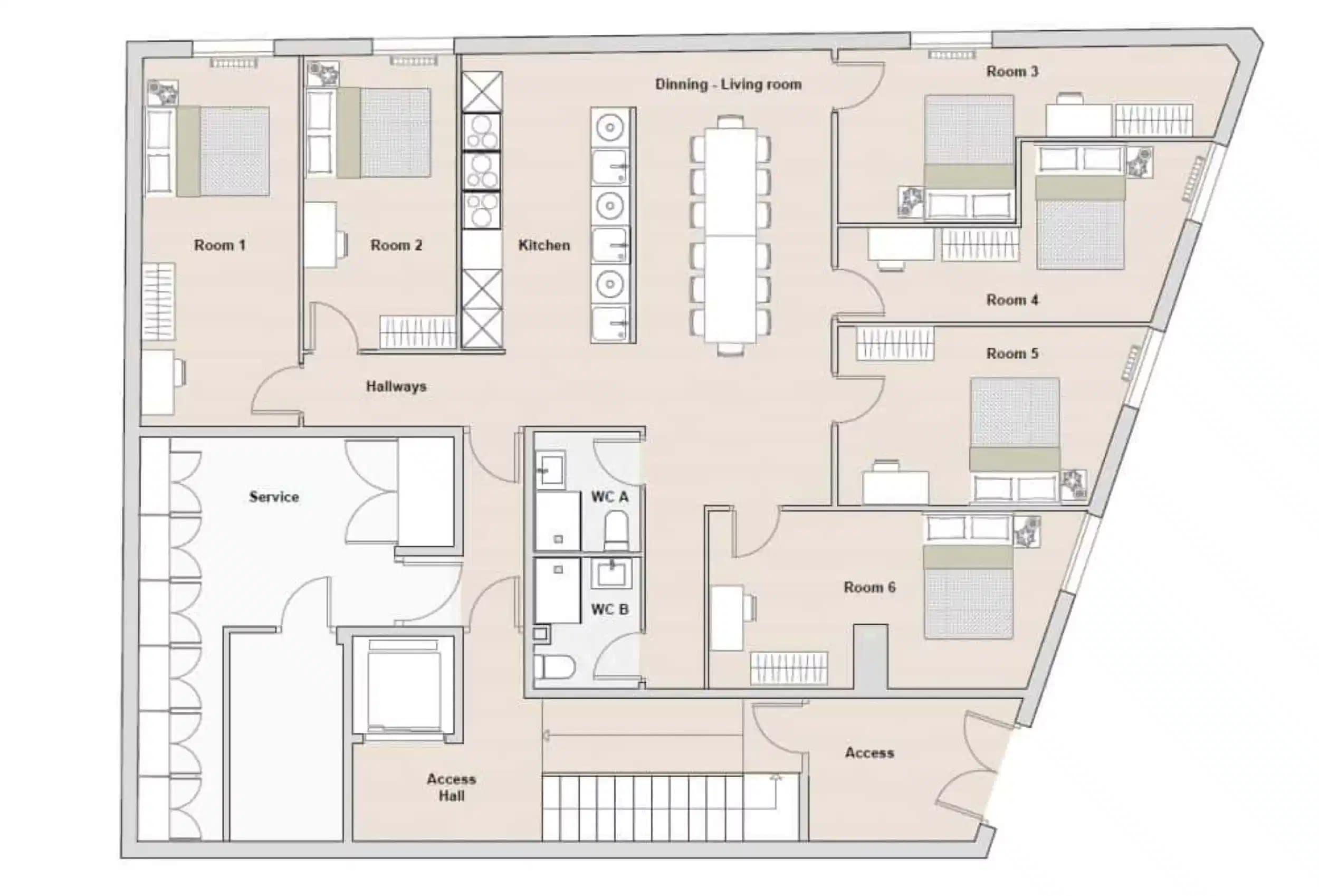 #177059: Room in 29 Bedroom 13 Bathroom (Calle De Carnicer) - Floor Plan